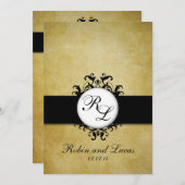 Chic Damask Monogram Weddenschap Kaart (Voorkant / Achterkant)