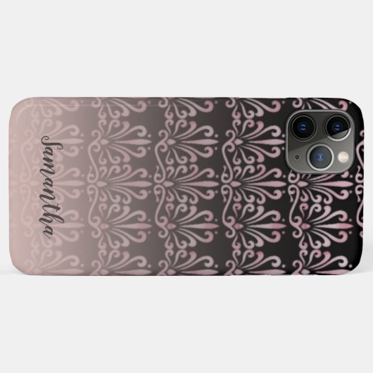 Chic Damask Roos Goud en Zwart Case-Mate iPhone Case (Achterkant (horizontaal))