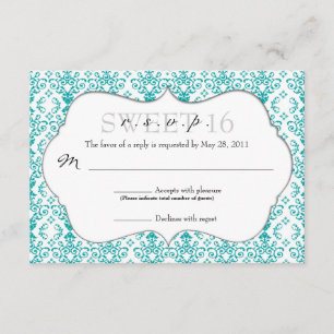 Chic Damask RSVP [Blauwgroen]