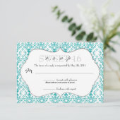 Chic Damask RSVP [Blauwgroen] Kaartje (Staand voorkant)