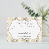 Chic Damask RSVP [Gold] Kaartje (Staand voorkant)