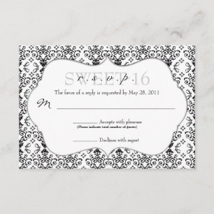 Chic Damask RSVP [zwart en wit] Kaartje