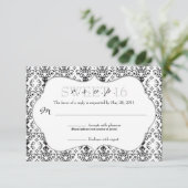 Chic Damask RSVP [zwart en wit] Kaartje (Staand voorkant)