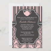 Chic Damask & Stripe Vrijgezellenfeest Tea Invitat Kaart (Achterkant)