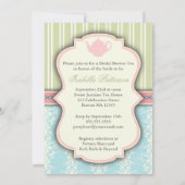 Chic Damask & Stripe Vrijgezellenfeest Tea Invitat Kaart (Achterkant)