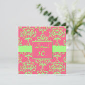 Chic Damask Sweet 16 Birthday Invitation Kaart (Staand voorkant)