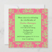 Chic Damask Sweet 16 Birthday Invitation Kaart (Achterkant)
