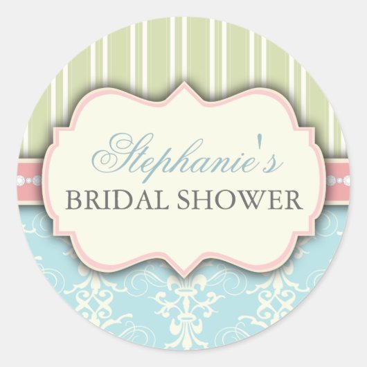 Chic Damask  Vrijgezellenfeest Favor Sticker (Voorkant)