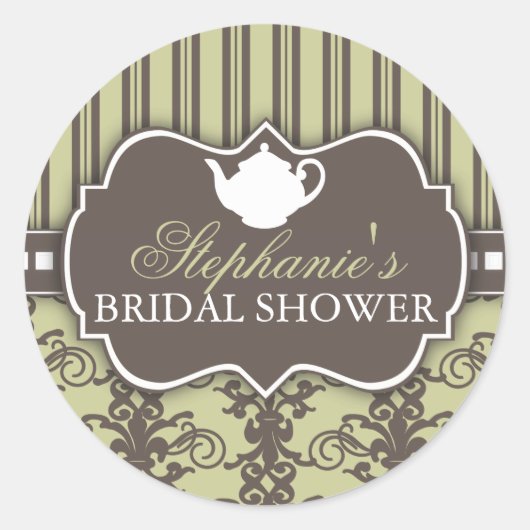 Chic Damask  Vrijgezellenfeest Tea Sticker (Voorkant)