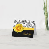 Chic Damask & Yellow Rose bedankkaart (Voorkant)