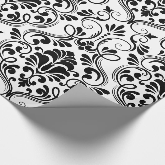 Chic Damask Zwart & Wit Inpakpapier (Hoek)