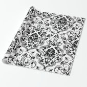 Chic Damask Zwart & Wit Inpakpapier (Uitgerold)