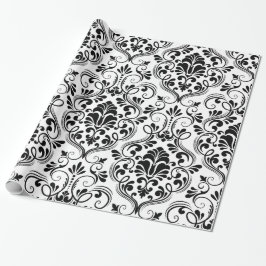 Chic Damask Zwart & Wit Inpakpapier
