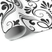 Chic Damask Zwart & Wit Inpakpapier (Rol Hoek)