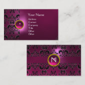 CHIC DAMAST EDEL MONOGRAM roze Visitekaartje (Voorkant / Achterkant)