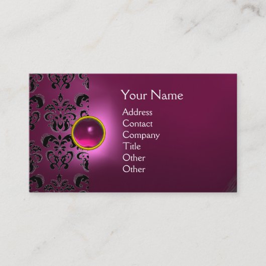 CHIC DAMAST EDEL MONOGRAM roze Visitekaartje (Voorkant)