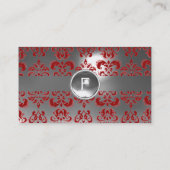 CHIC DAMAST JUWEEL MONOGRAM wit rood Visitekaartje (Achterkant)