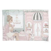 Chic Dames Franse bakkerij Tea Shop Waterverf Kussensloop (Voorkant)