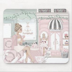 Chic Dames Franse bakkerij Tea Shop Waterverf Muismat