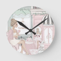 Chic Dames Franse bakkerij Tea Shop Waterverf