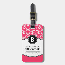 Chic Dames Hot Pink Monogram op maat gemaakt. Bagagelabel