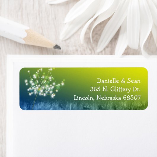 Chic Dandelion Green Wedding Return-adres Etiket (Insitu)