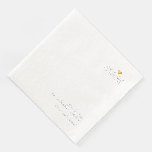 Chic dank u bruiloft liefde hart wit servet (Hoek)