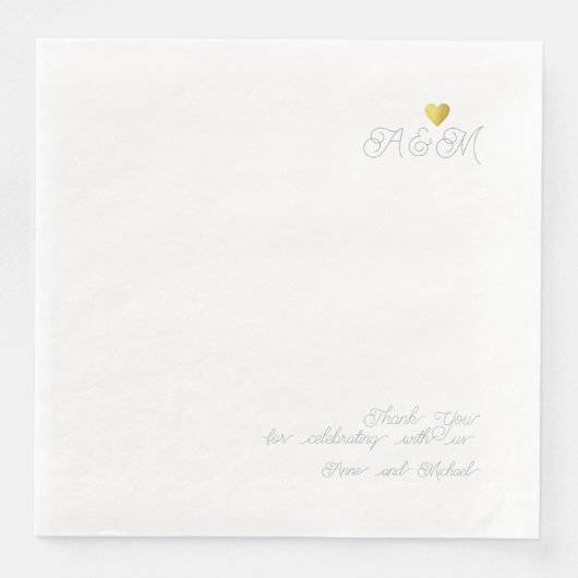 Chic dank u bruiloft liefde hart wit servet (Voorkant)