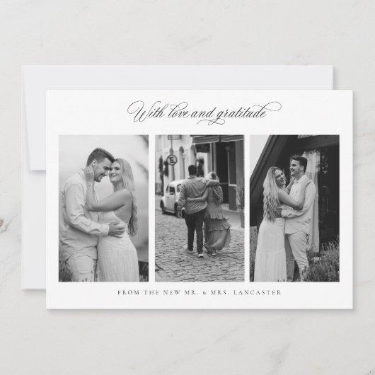 Chic Dank u Bruiloftsfoto Custom Note Kaart (Voorkant)