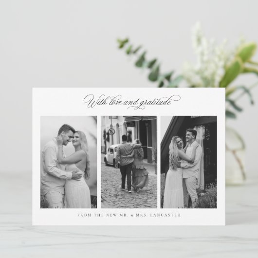 Chic Dank u Bruiloftsfoto Custom Note Kaart (Staand voorkant)