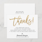 CHIC DANK U moderne kalligrafie gouden glitter Bedankkaart (Voorkant / Achterkant)