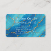 Chic Dark Aqua Turquoise Blauwgroen Blauw Goud Mar Visitekaartje (Achterkant)