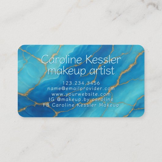 Chic Dark Aqua Turquoise Blauwgroen Blauw Goud Mar Visitekaartje (Achterkant)