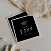 Chic Dark Black Afstudeerder Pet Klasse van 2025 A Servet