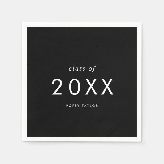 Chic Dark Black Klasse van 2025 Afstuderen Servet (Voorkant)