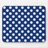 Chic Dark Blue met Big White Polka Dots elegant Muismat (Voorkant)
