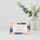 Chic Dark Blue  roze roze roze bruiloft Informatiekaartje (Staand voorkant)