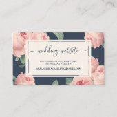 Chic Dark Blue roze roze roze bruiloft Informatiekaartje (Voorkant)