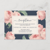 Chic Dark Blue  roze roze roze bruiloft Informatiekaartje (Voorkant)