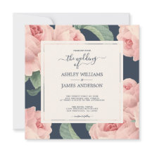 Chic Dark Blue roze roze roze bruiloft