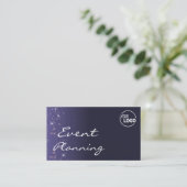 Chic Dark Blue Sparking Glitter Stars met Logo Visitekaartje (Staand voorkant)