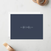 Chic Dark Blue Wedding Monogram Note Kaart Notitiekaartje (Voorkant / Achterkant in situ)
