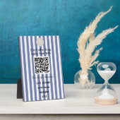 Chic Dark Blue & White Stripes QR Code Wifi Fotoplaat (Zijkant)