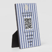 Chic Dark Blue & White Stripes QR Code Wifi Fotoplaat (Zijkant)