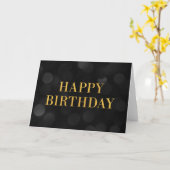 Chic Dark Bokeh Lights Faux Gold Happy Birthday Kaart (Gele Bloem)