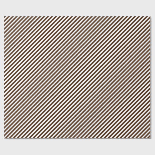 Chic Dark Coffee Brown White Stripes Pattern Cadeaupapier (Vlak)