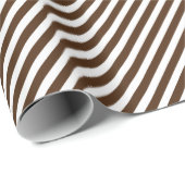 Chic Dark Coffee Brown White Stripes Pattern Cadeaupapier (Rol Hoek)