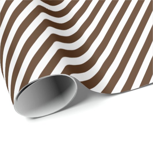 Chic Dark Coffee Brown White Stripes Pattern Cadeaupapier (Rol Hoek)