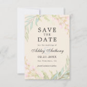 Chic Dark Emerald en Pink Floral Elegant Save The Date (Voorkant)
