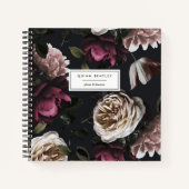 Chic Dark Floral op zwart | Gepersonaliseerd Notitieboek (Voorkant)